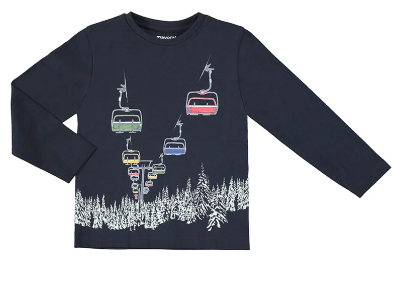 Mayoral Boys Long Sleeved Ski Lift Glow in the Dark Skiing Tee Shirt