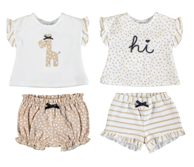 Mayoral Baby Gift Set - Giraffe Short Sets - 2 Outfit Bundle