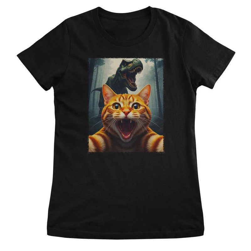 Cat Panic Dino Girly Top