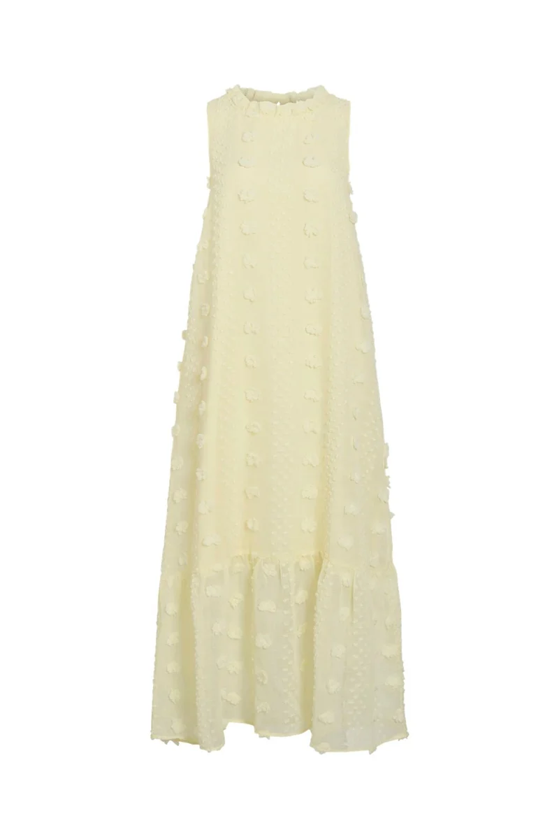 Vila - Vipalma S/L O-Neck Ankle Dress/Dc - 5017436 Pastel Yellow