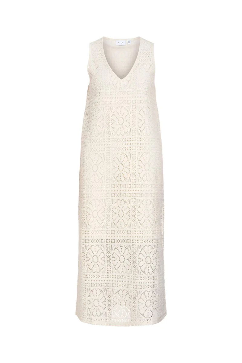 Vila - Vimerinda V-Neck S/L Midi Dress/Vol/Rs - 4978545 Birch