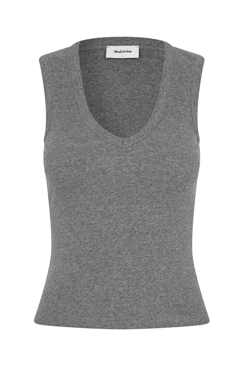 Modström - Igormd V-Neck Top 59661 - 7088 - Dark Grey Melange