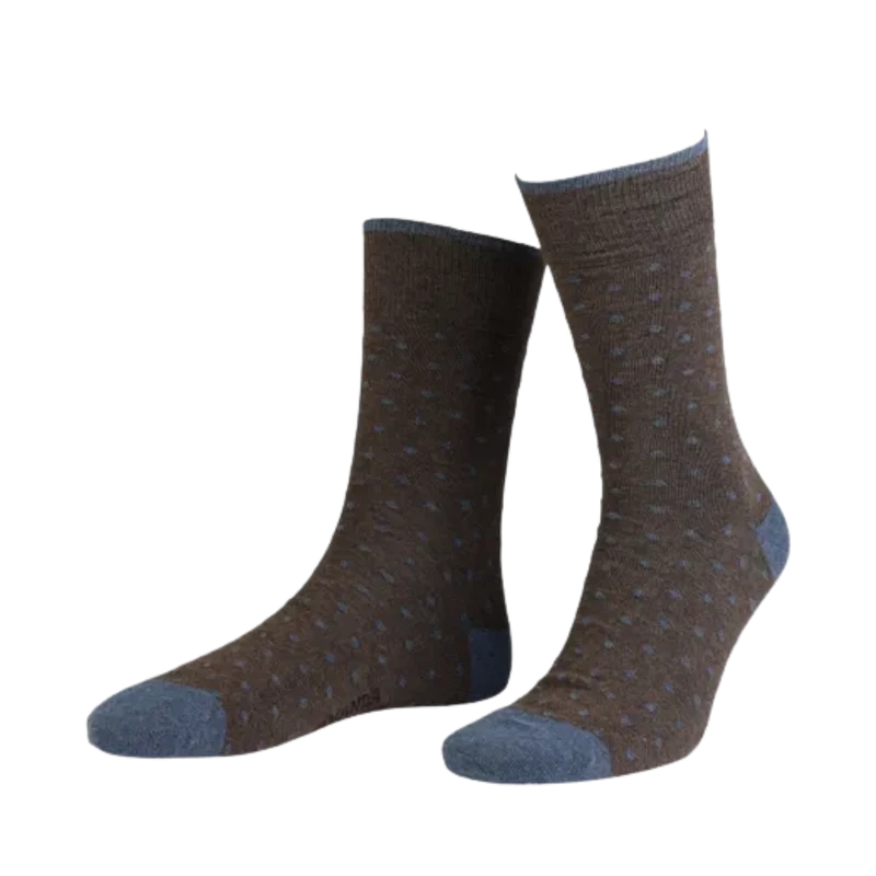 True Dot Ankle Sock - Brown Melange/DK Blue Melange