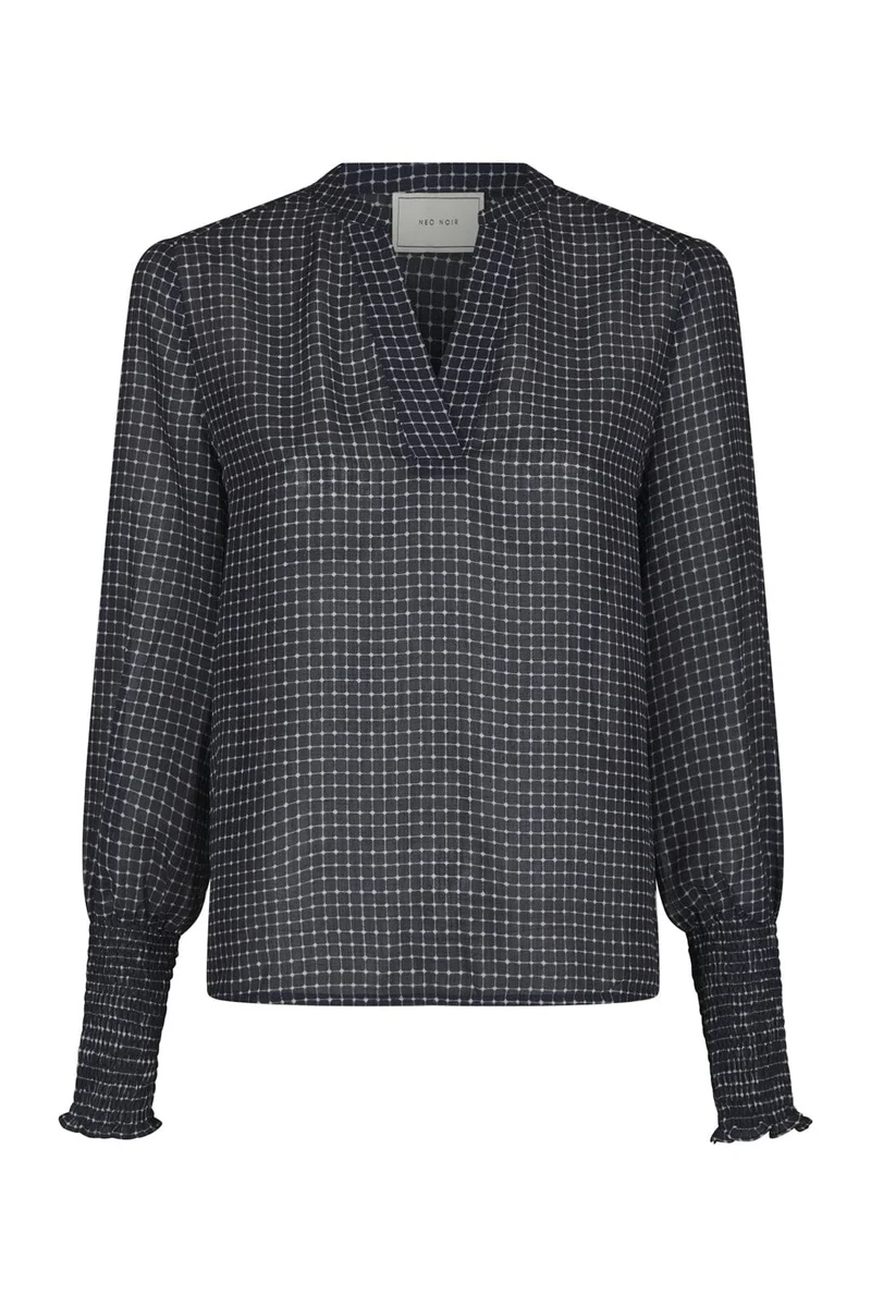 Neo Noir - Landa Simple Check Blouse 171000 - 141 - Navy
