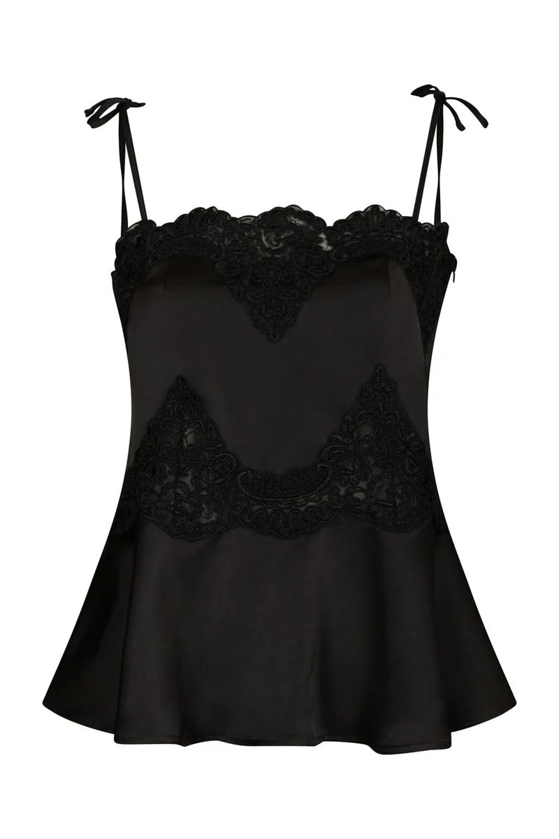 Neo Noir - Kaela Heavy Sateen Lace Top 168290 - 100 - Black