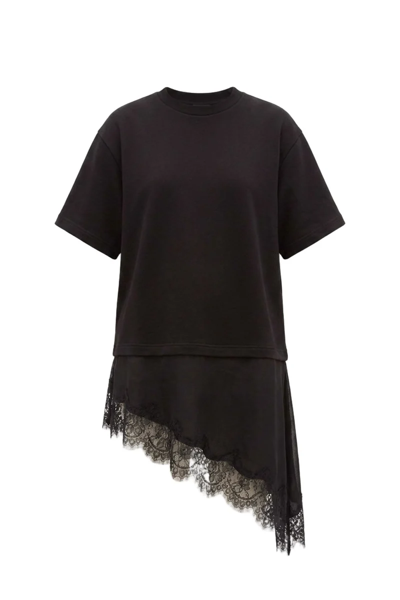 Vila - Visybille 2/4 T-Shirt Lace Detail - 5281250 Black