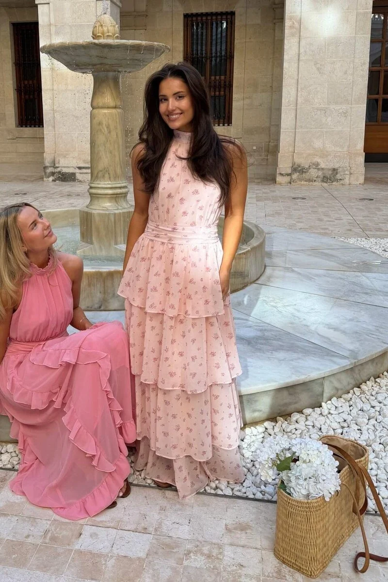 BYIC - Belleic Long Dress A25141 - Pink Flower Print