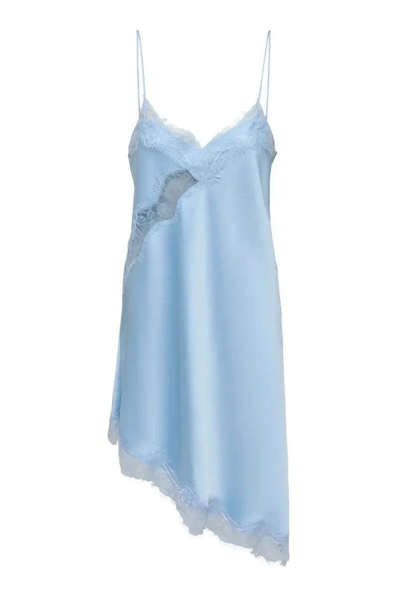 JDY - Jdysigrid S/L Asym Lace Dress - 5163009 Halogen Blue With Halogen Blue Lace