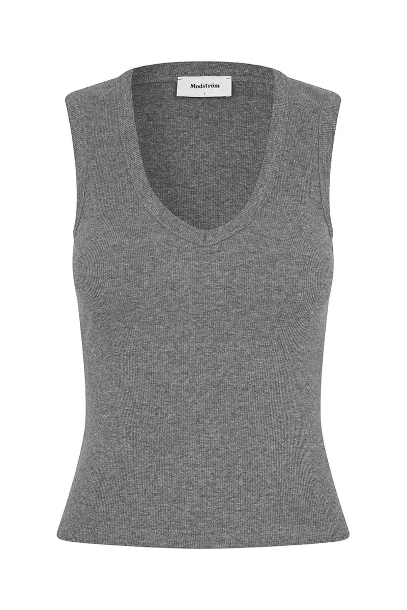 Modström - Igormd V-Neck Top 59661 - 7088 - Dark Grey Melange