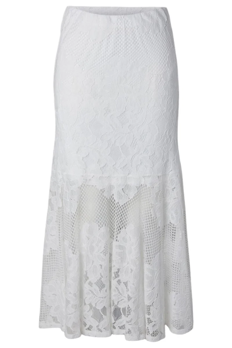 Pieces - Pcmaya Lace Ankle Skirt - 5118547 Bright White