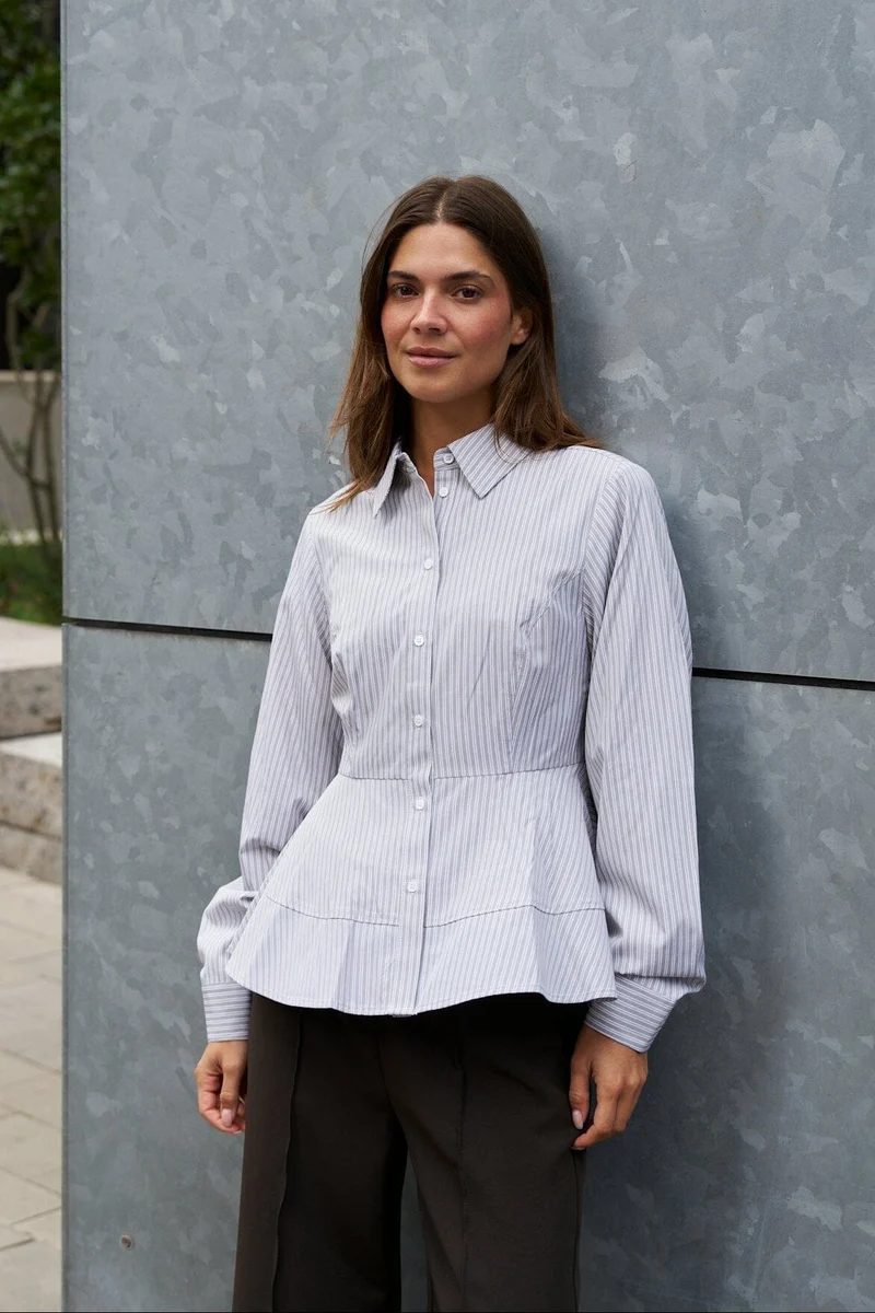 Neo Noir - Samira Stripe Shirt 169891 - 979 - Taupe Stripe