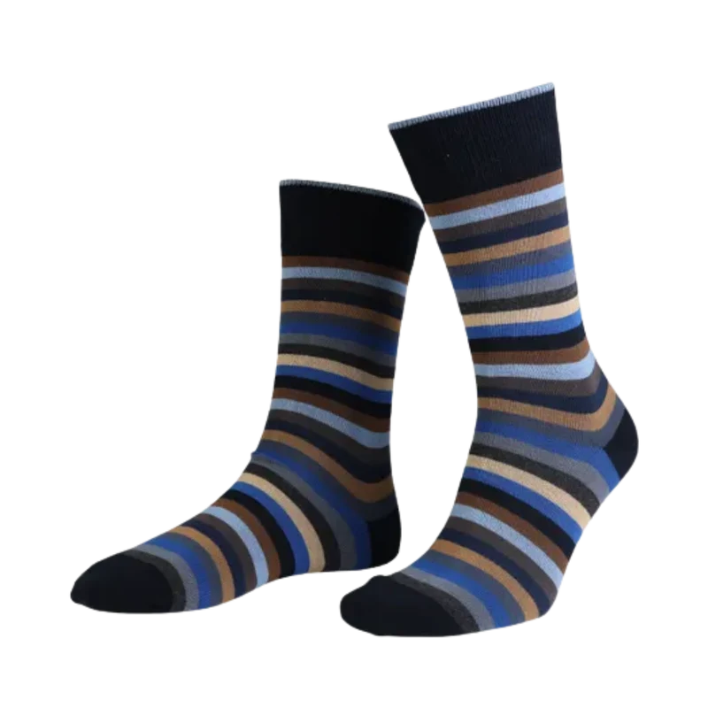 True Block Stripe Ankle Sock - Navy
