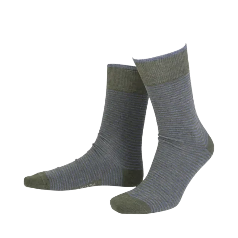 True Stripe Ankle - Olive Melange