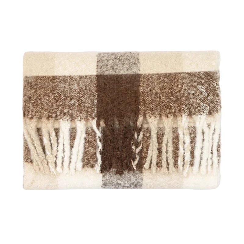 Checked Scarf - Brown