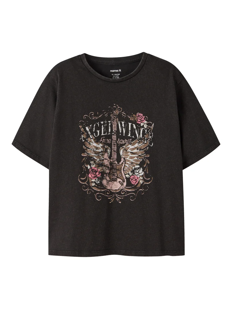 Lonna Svart t-shirt med rockmotiv
