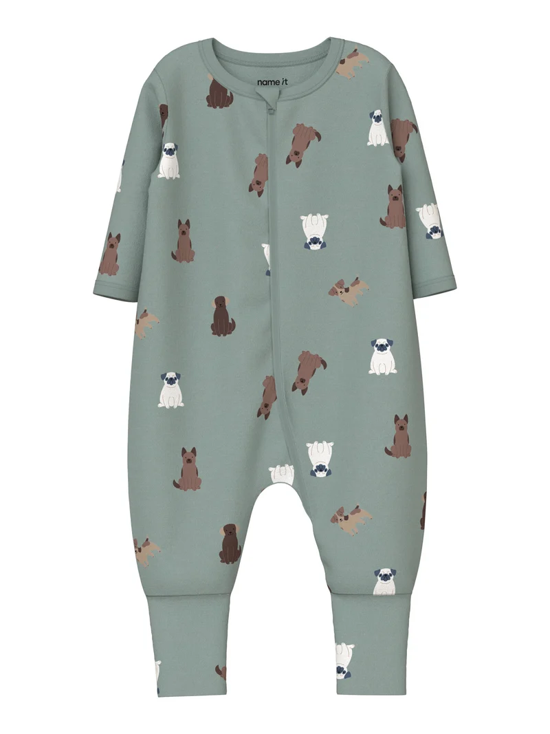 Hundmönstrad Pyjamas Med Valbar Fot Dragkedja
